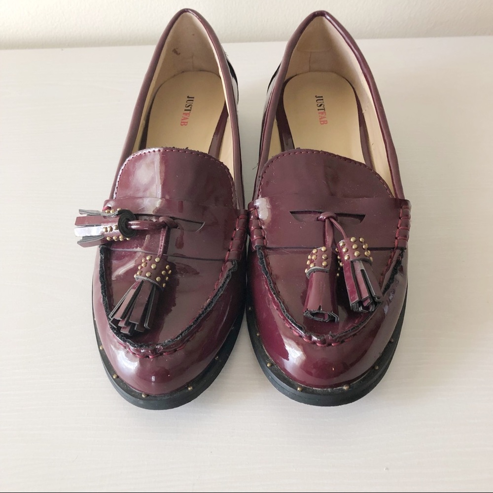 JustFab Burgundy Studded Loafers